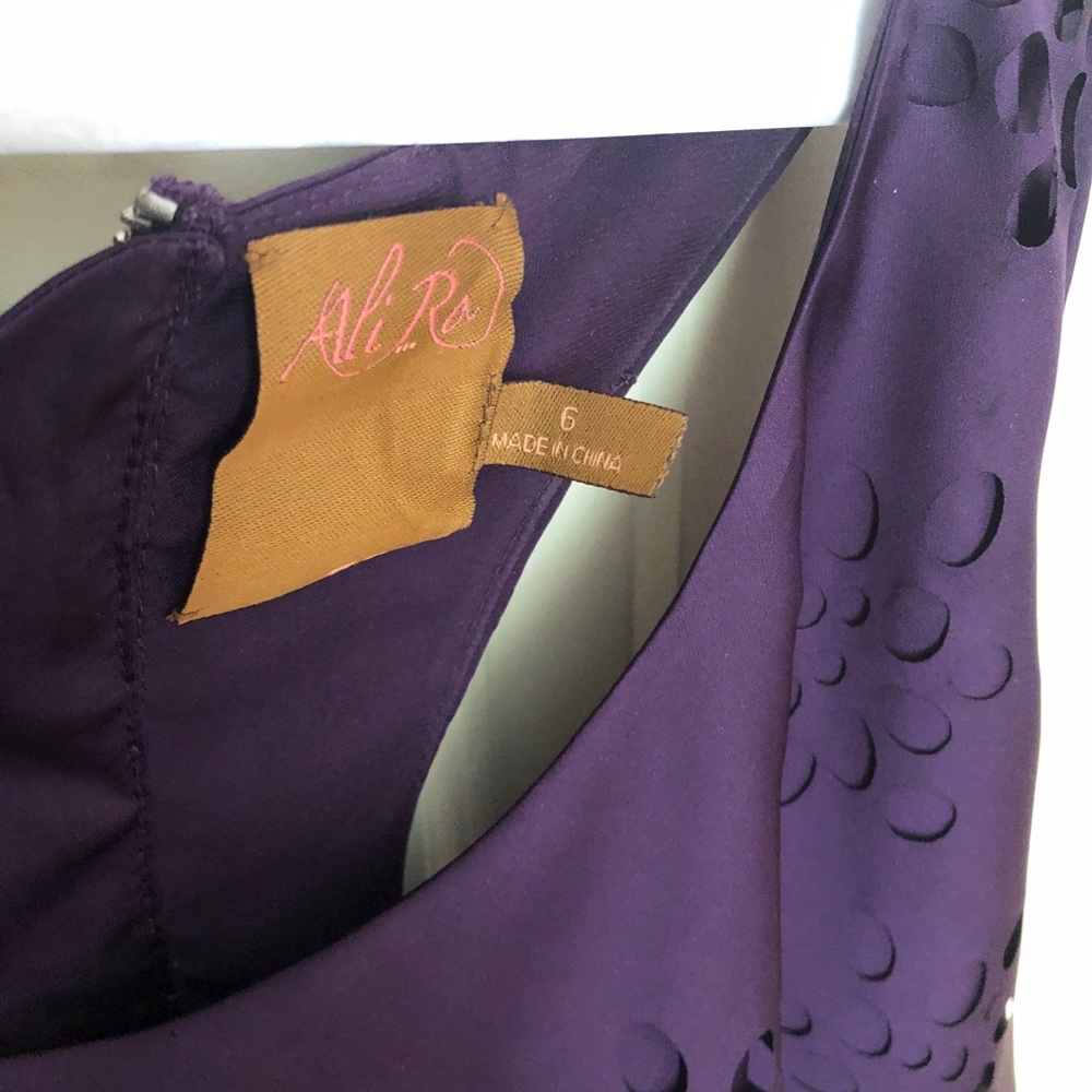 Ali Ro Purple Racerback Flower Cut Out Dress